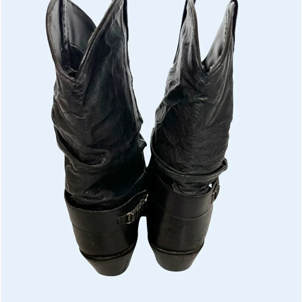 DINGO Women's Black Western Cowboy Slouch Boots Booties Size 7.5 - Picture 5 of 8